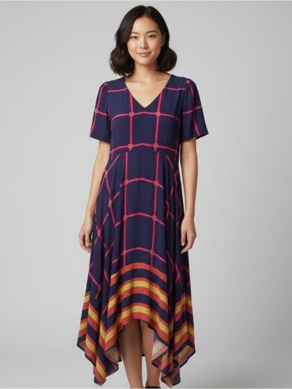 Anthropologie HD in Paris Windowpane Midi Dress